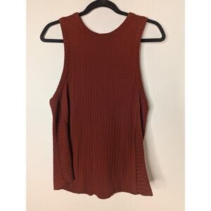 Free People Lace-Up Ribbed Tank Y2K Boho Rust Color Sz XL